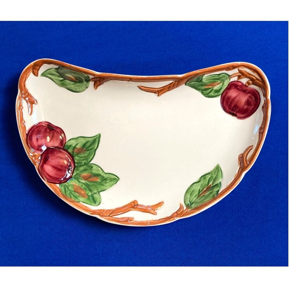 VTG Franciscan Apple Crescent Relish Pickle Side Dish Hand Painted Earthenware